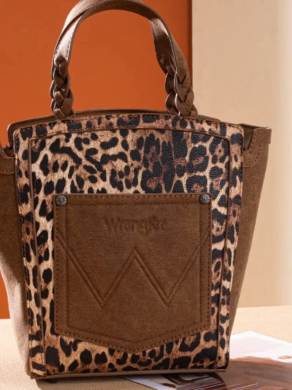 Wrangler Leopard Print Tote/Crossbody - Brown NWT